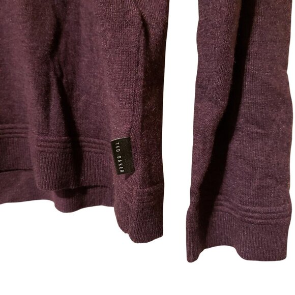 Ted Baker Mens Purple V-Neck Sweater wool silk cashmere  Size 5 - Picture 2 of 16
